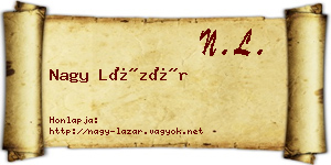 Nagy Lázár névjegykártya